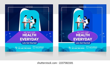 Medical healthcare flyer social media post template. health clinic social media post template.