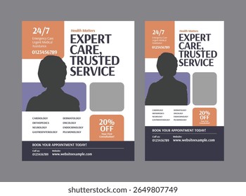Medical Healthcare Flyer Template, Social Media Design for Hospital, Clinic, and Wellness Services