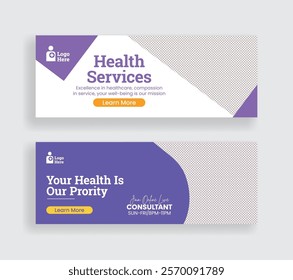 Medical Healthcare horizontal banner ads template, modern social media cover header template for Dentist Healthcare and nursing care web banner, Medical Healthcare social media website banner design