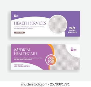 Medical Healthcare horizontal banner ads template, modern social media cover header template for Dentist Healthcare and nursing care web banner, Medical Healthcare social media website banner design