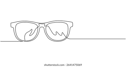 Medical And Healthcare Icon, Close-up of spectacles continuous one line drawing, Black and White of eyeglasses in a white background For assembly, Or create teaching material for mothers