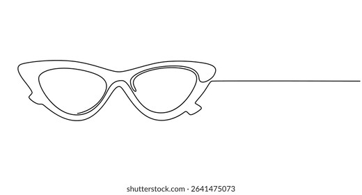 Medical And Healthcare Icon, Close-up of spectacles continuous one line drawing, Black and White of eyeglasses in a white background For assembly, Or create teaching material for mothers