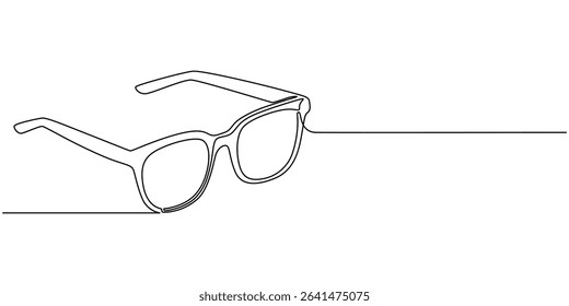 Medical And Healthcare Icon, Close-up of spectacles continuous one line drawing, Black and White of eyeglasses in a white background For assembly, Or create teaching material for mothers