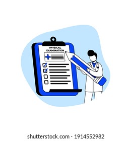 medical and Healthcare icon concept vector illustration. physical examination, medical check up. can use for homepage, mobile apps, web banner. character cartoon Illustration flat style.