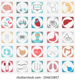 Medical and healthcare icon set. Vector illustration