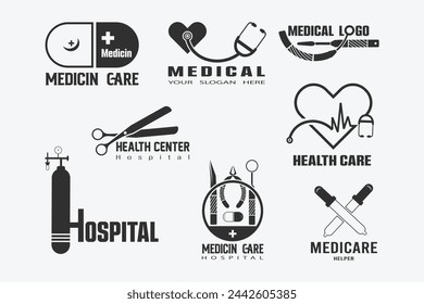 Medical And HealthCare Iconic Logo Design Bundle, Healthcare Emblem Design, MediBrand Logo Creation, Medical Identity Symbol, Wellness Logo Concept, Clinic Logo Design Inspiration, Hospital