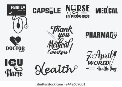 Medical And HealthCare Iconic Logo Design Bundle, Healthcare Emblem Design, MediBrand Logo Creation, Medical Identity Symbol, Wellness Logo Concept, Clinic Logo Design Inspiration