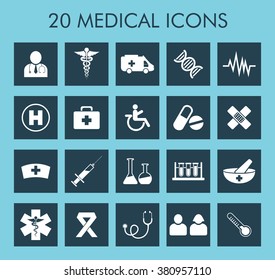 Medical And Healthcare Icons Set For Mobile, Web And Applications.