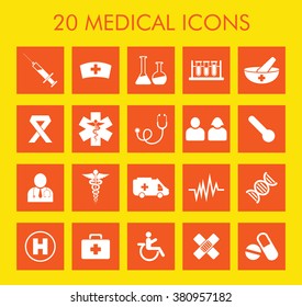 Medical And Healthcare Icons Set For Mobile, Web And Applications.