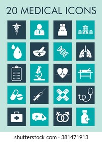 Medical And Healthcare Icons Set For Mobile, Web And Applications.