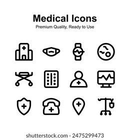 Medical and healthcare icons set, premium quality vectors