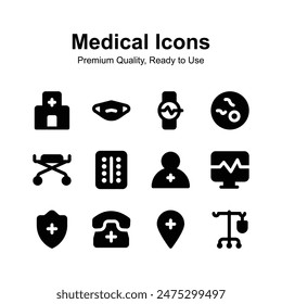 Medical and healthcare icons set, premium quality vectors