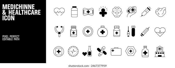 Medical and Healthcare Icons Set Professional Symbols vector design