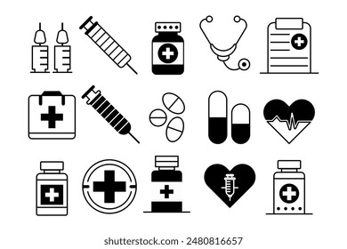 Medical and Healthcare Icons Set Professional Symbols vector design