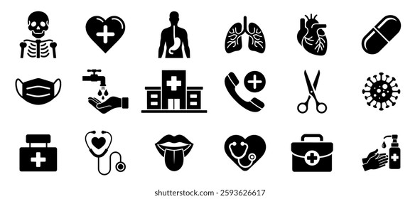 Medical Healthcare Icons Set Symbols Design. VECTOR. editable	