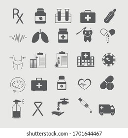 Medical and healthcare icons set vector illustration symbol for website and graphic design