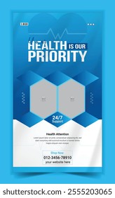 Medical and healthcare instagram story template or medical healthcare service social media banner template design 