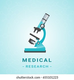Medical healthcare laboratory research equipment composition poster with microscope vector illustration