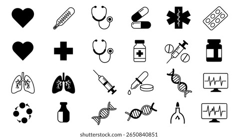 Medical and healthcare line icon set. Pharmacy and hospital symbols collection.