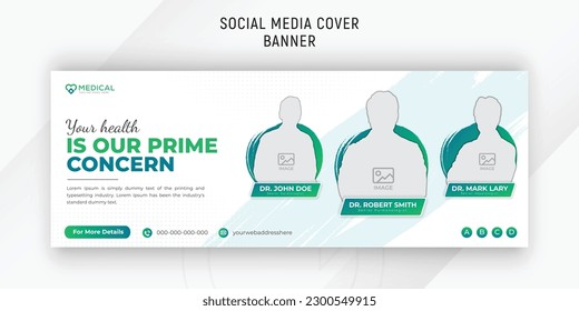 Medical healthcare live webinar or promotion banner template and social media cover photo with amazing green gradient color shape on white background