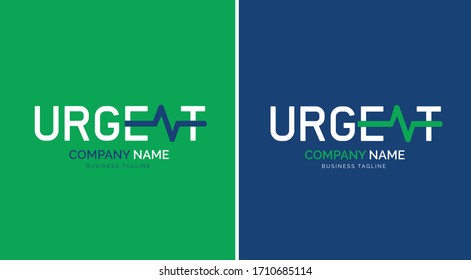 Medical Healthcare Logo Design. Vector Illustration. Urgent Cardiovascular Symbol / Heartbeat. 