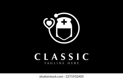 Medical healthcare logo emergency service icon abstract monogram vector logo template