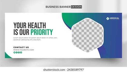 medical healthcare modern social media cover banner design template