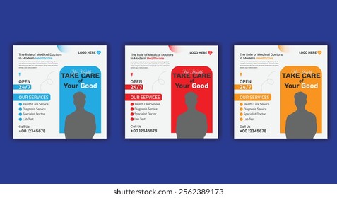 Medical healthcare post banner and Social media healthcare ads template design