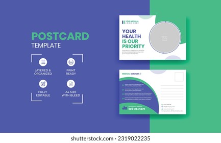 Medical Healthcare Postcard Template | Healthcare Postcard Design