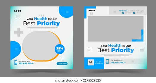 medical or healthcare promotion social media post web banner design 