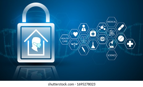 medical healthcare quarantine for disease control lockdown and stayhome concept background eps 10 vector