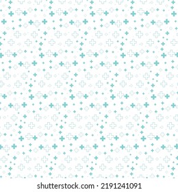 Medical And Healthcare Seamless Pattern Used For Wallpaper Background. Medical Cross Shape Medicine And Science Concept.