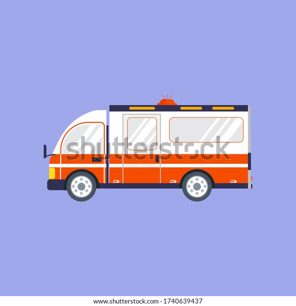 Medical healthcare service auto vehicle,\
city emergency transport. Ambulance car isolated on blus\
background. Vector\
illustration