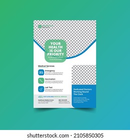 Medical Healthcare service Flyer Design | Leaflets, banner Design | Print Ready A4 Size Flyer Vector Template