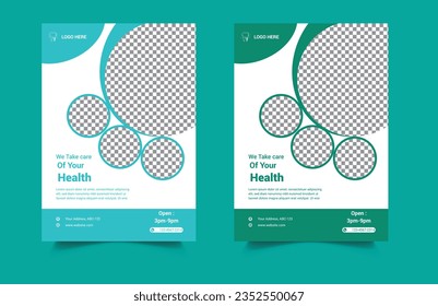 Medical healthcare service marketing flyer template design with abstract geometric shape. Doctor, dentist, dental, health and hospital business promotion social media web banner, dentist flyer design,