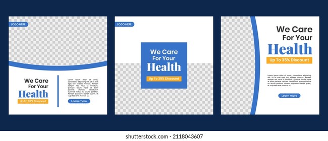 Medical healthcare service social media post template design. Hospital, doctor, clinic and dentist health business promotion flyer  poster.