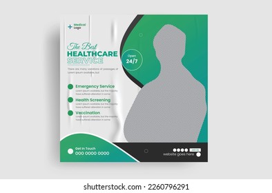 Medical healthcare service social media post design for hospital doctor clinic or dentist health marketing ads banner