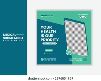 Medical healthcare service social media post template 