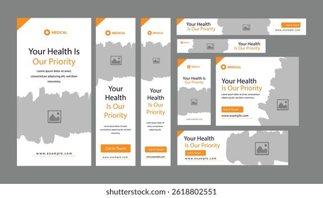 Serviço de saúde médica Social Media Post Template, banner web promoção clínica do hospital, postagem de mídia social médica, banner de promoção de negócios para médico, post de mídia social médica definido
