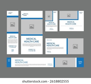 Medical healthcare service Social Media Post Template, hospital clinic promotion web banner, medical social media post, business promotion banner for doctor, medical social media post set
