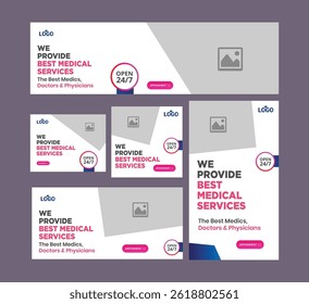 Medical healthcare service Social Media Post Template, hospital clinic promotion web banner, medical social media post, business promotion banner for doctor, medical social media post set
