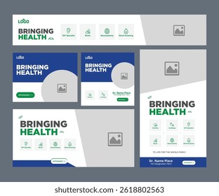 Serviço de saúde médica Social Media Post Template, banner web promoção clínica do hospital, postagem de mídia social médica, banner de promoção de negócios para médico, post de mídia social médica definido
