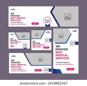Serviço de saúde médica Social Media Post Template, banner web promoção clínica do hospital, postagem de mídia social médica, banner de promoção de negócios para médico, post de mídia social médica definido
