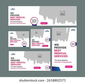 Serviço de saúde médica Social Media Post Template, banner web promoção clínica do hospital, postagem de mídia social médica, banner de promoção de negócios para médico, post de mídia social médica definido
