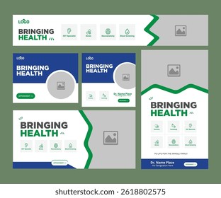 Serviço de saúde médica Social Media Post Template, banner web promoção clínica do hospital, postagem de mídia social médica, banner de promoção de negócios para médico, post de mídia social médica definido
