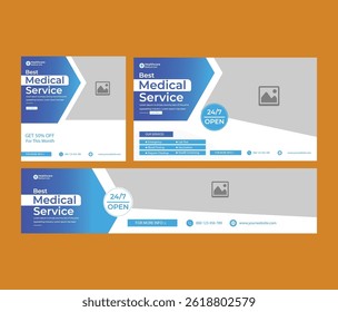 Medical healthcare service Social Media Post Template, hospital clinic promotion web banner, medical social media post, business promotion banner for doctor, medical social media post set
