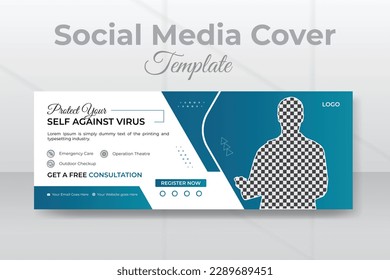 Medical healthcare services creative Facebook banner or clinical flyer and poster design template