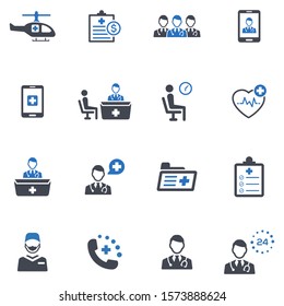 Medical and Healthcare services icons set - Blue Version