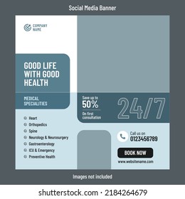 Medical or healthcare services social media post design template