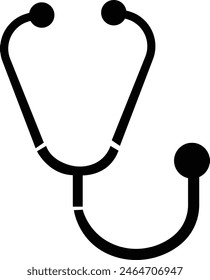 Medical And Healthcare silhouette of stethoscope in flat design style. Vector design of heartbeat stethoscope, for banner, poster, poster, greeting card vector, isolated on transparent background,